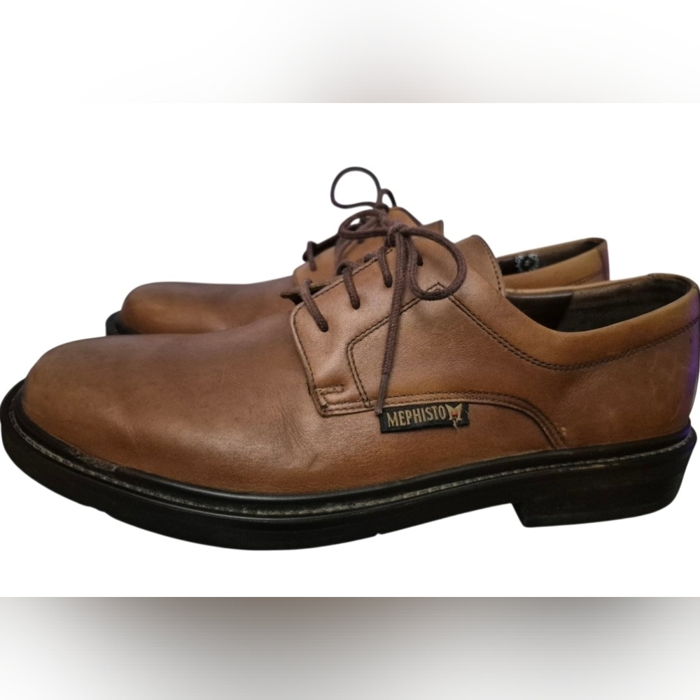 Mephisto Marlon Air-Jet Men’s Brown Pebbled Leather Derby Shoes - Size 8